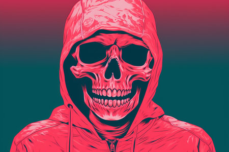 illustration of a skull in a hoodieの素材