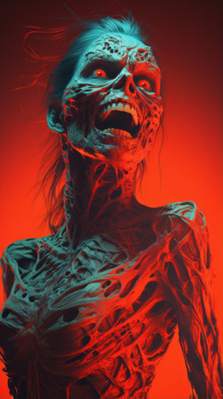 an image of a woman with red eyesの素材