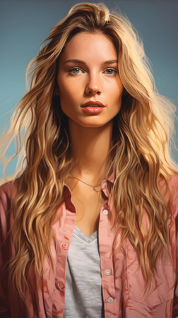 a digital painting of a woman with long hairの素材