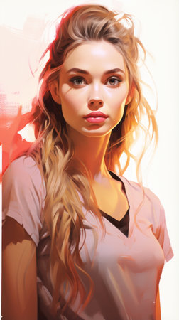 a digital painting of a woman with long hairの素材