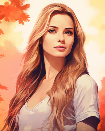 a painting of a beautiful woman with long hairの素材