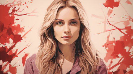 a digital painting of a woman with long blonde hairの素材