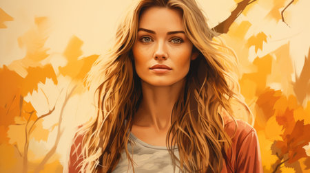 a painting of a beautiful woman with long hairの素材