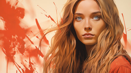a painting of a beautiful woman with long hairの素材