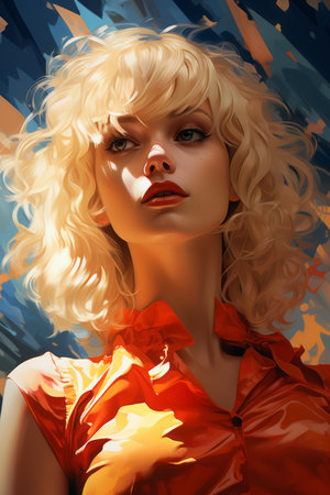 a painting of a woman with blonde hairの素材