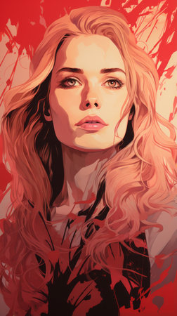 a painting of a woman with long blonde hairの素材