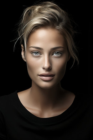 a beautiful blonde woman with blue eyesの素材