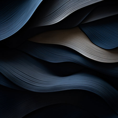 a black and blue abstract background with wavy linesの素材