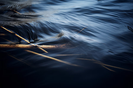 a bird sitting on a branch in the waterの素材