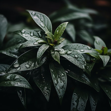 a close up of a plant with water droplets on itの素材