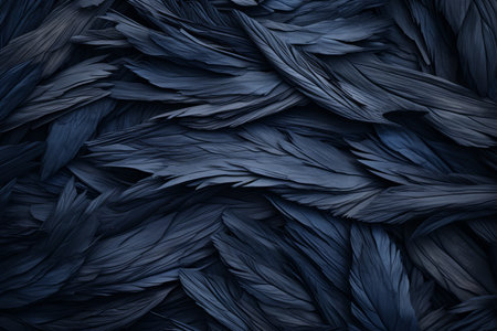 a dark blue background with feathers on itの素材