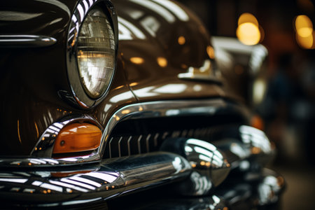 a close up of the front of a classic carの素材