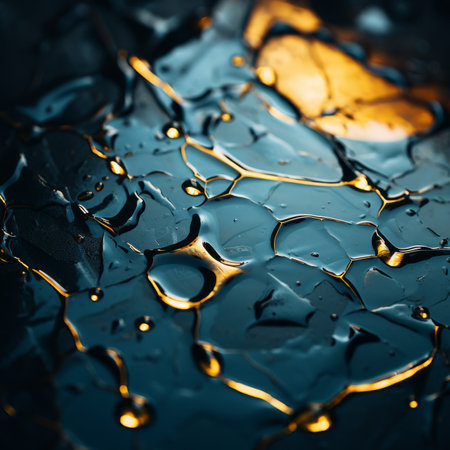 a close up of water droplets on a surfaceの素材