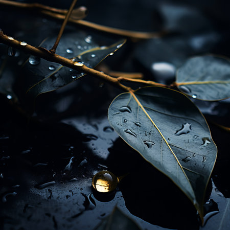 a leaf with water droplets on itの素材