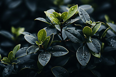 a plant with water droplets on its leavesの素材