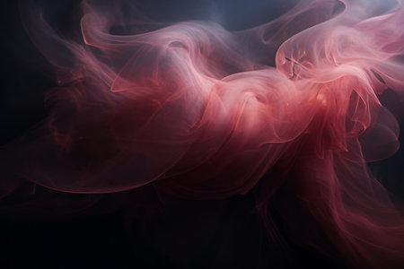 a red smoke swirl on a black backgroundの素材