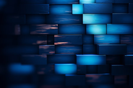 abstract blue brick wall backgroundの素材