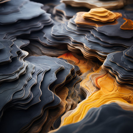an abstract image of rocks with orange and black colorsの素材