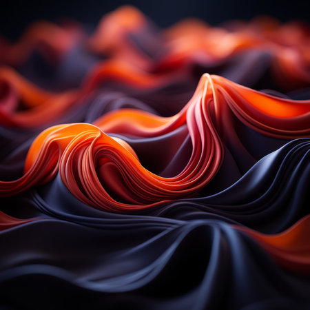 an abstract image of a black and orange fabricの素材