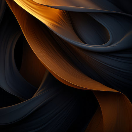 an abstract image of black and orange wavesの素材