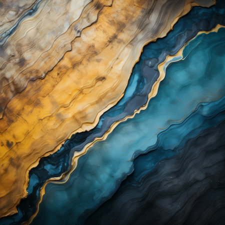 abstract painting with blue yellow and black colorsの素材