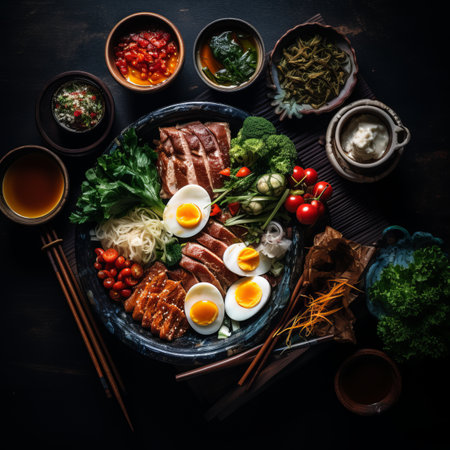 an image of an asian dish on a black backgroundの素材