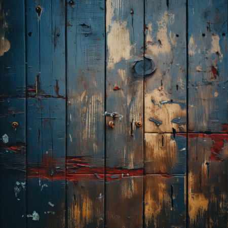an old wooden door with paint peeling off of itの素材