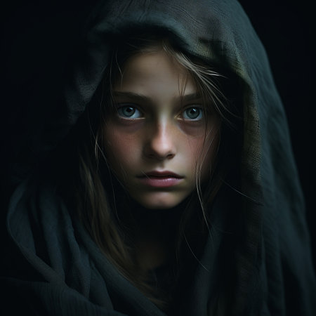 an image of a young girl with blue eyesの素材
