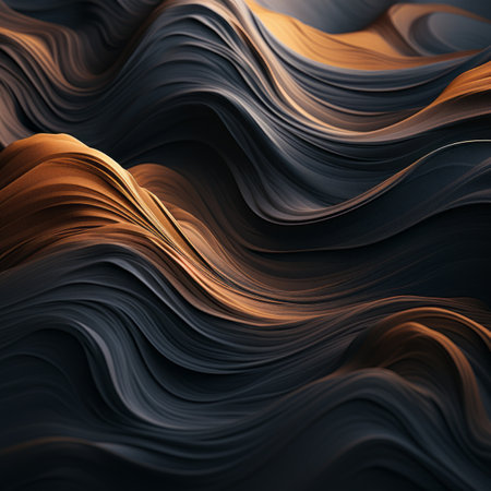 an abstract image of waves on a black backgroundの素材