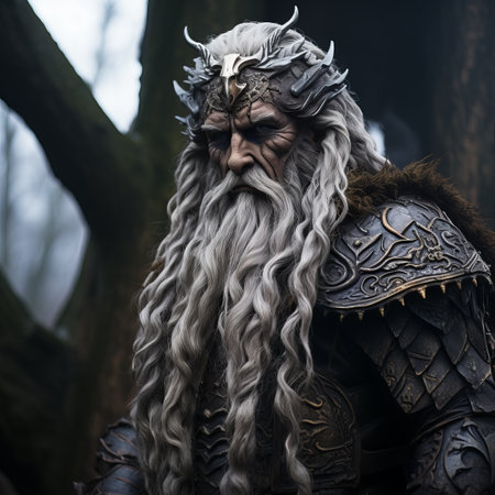 an image of a man with long white hairの素材