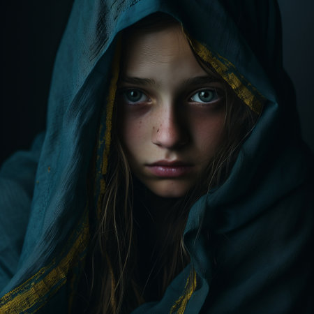 an image of a young girl with blue eyesの素材
