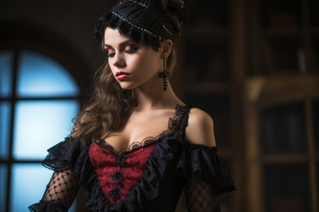 beautiful young woman in gothic costumeの素材