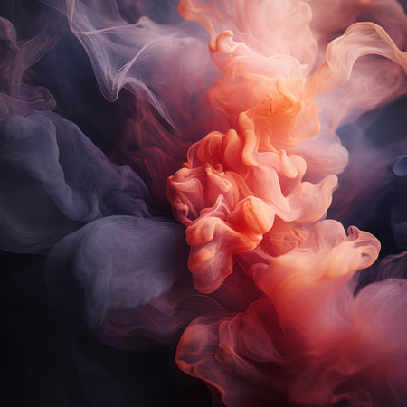 colorful smoke in water on a black backgroundの素材