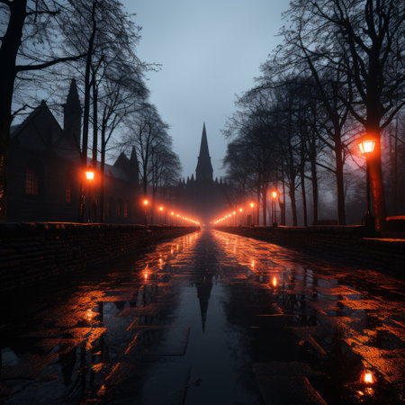 trees on the side of the roadの素材