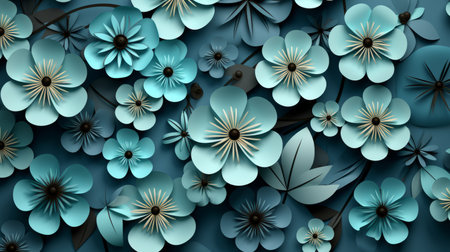 blue flowers on a dark blue backgroundの素材