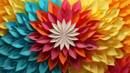 colorful paper flowers are arranged in a circleの素材