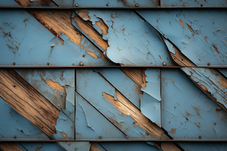 a blue wall with peeling paint on itの素材