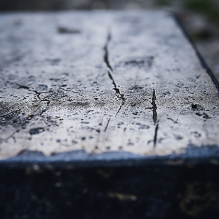 a close up of a concrete block with a crack in itの素材
