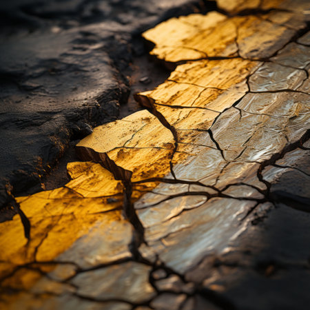 a close up of a crack in the roadの素材