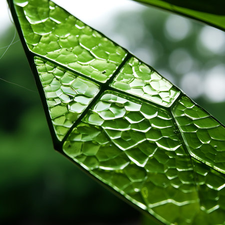a close up of a green leafの素材