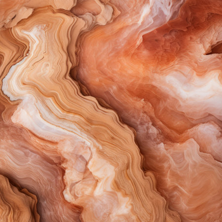 a close up of a marble texture with orange and white swirlsの素材
