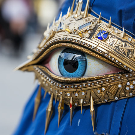 a close up of an eye on a blue dressの素材