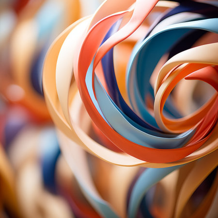 a close up of colorful ribbonsの素材