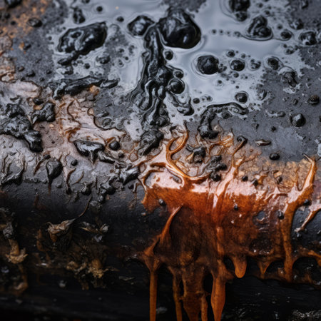 a close up of oil dripping from a pipeの素材