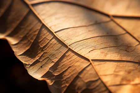 a close up view of a brown leafの素材