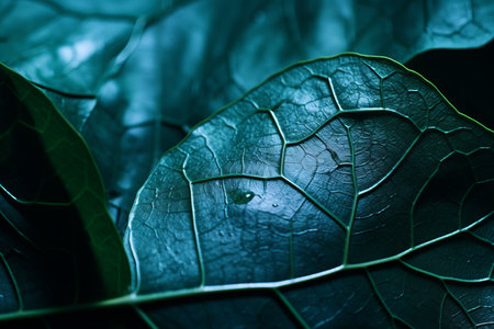 a close up view of a green leafの素材