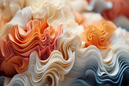 a close up view of a bunch of paper wavy shapesの素材