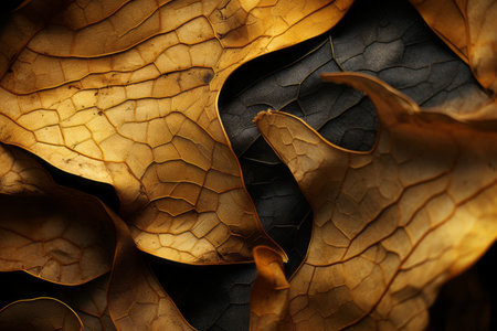 a close up view of some leaves on a black backgroundの素材