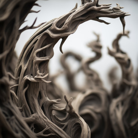 a close up view of a sculpture made out of woodの素材