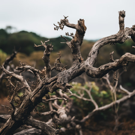 a dead tree in the middle of a fieldの素材